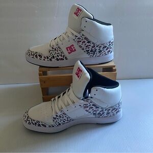 DC Cure Women's size 10 White and Pink Leopard High-Top Skate Sneakers trainers
